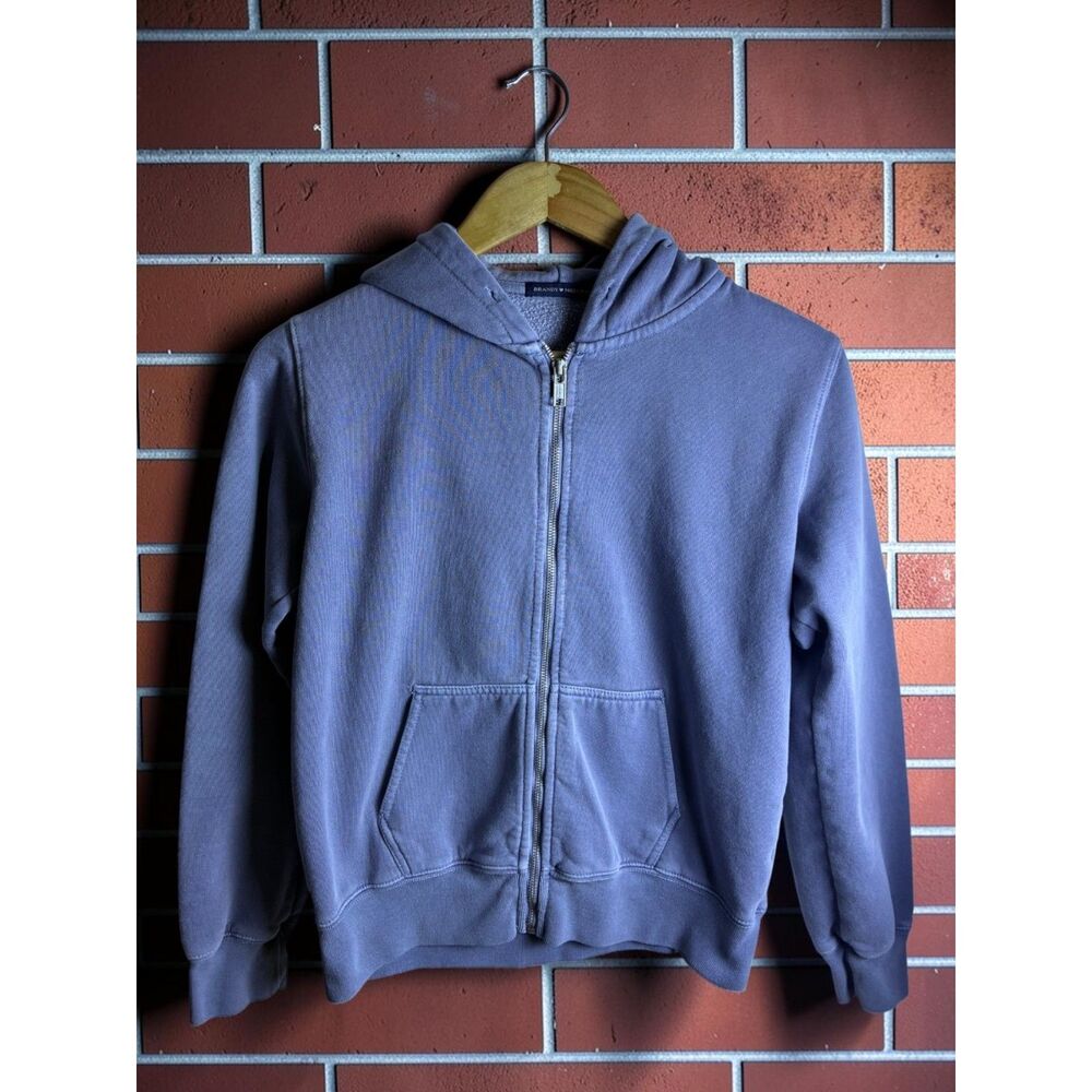 Brandy Melville Blue Full Zip Hoodie Women's One Size Faded Sweatshirt